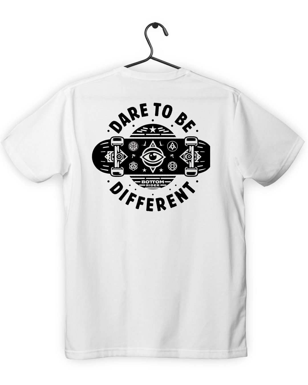 bottom rider break the rules tshirt white back print