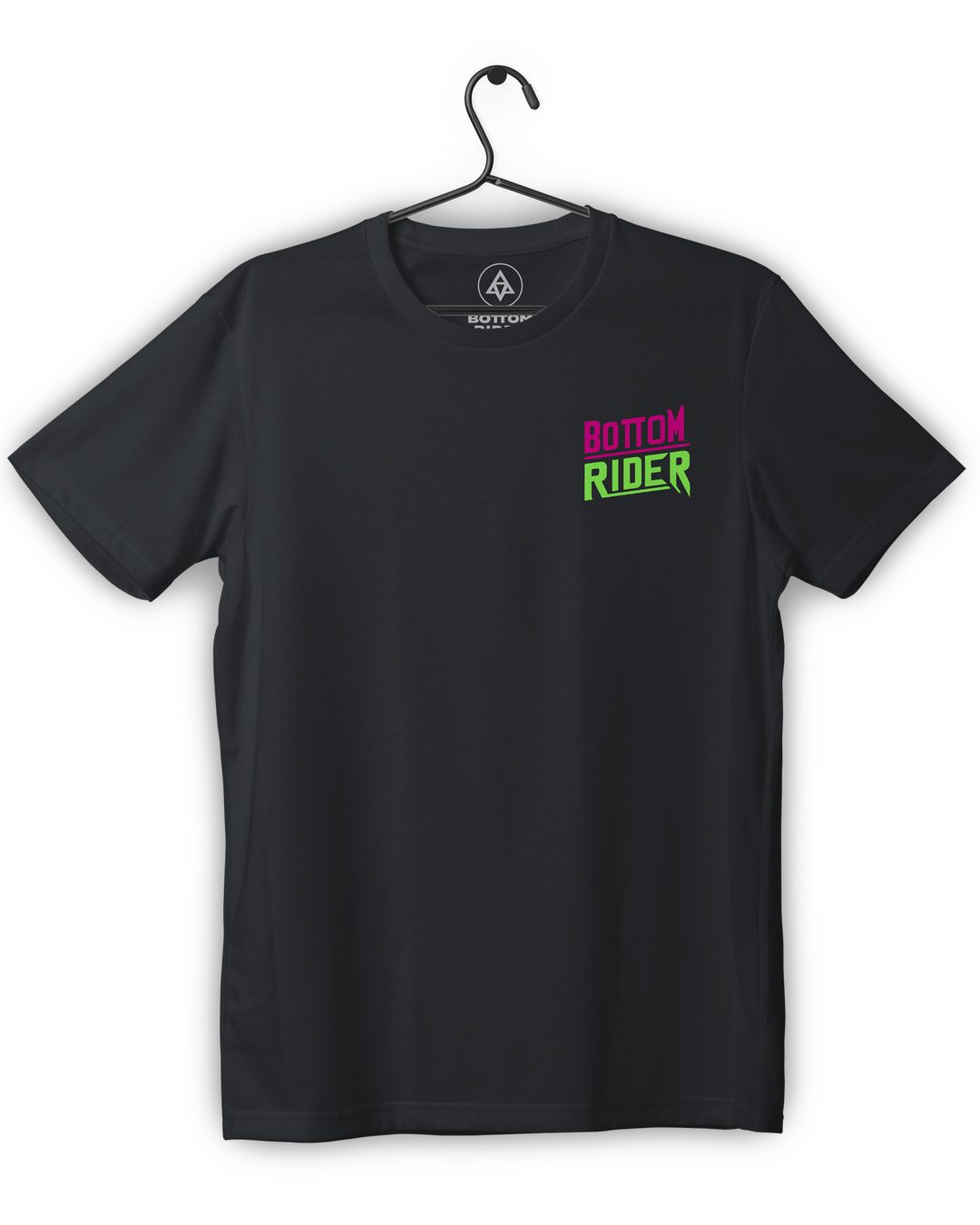 bottom rider rebel at heart tshirt front dark blue print