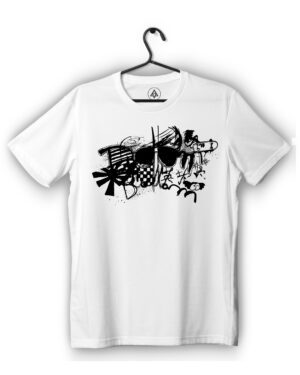 Black and white skate front print - Black and White Skate T-Shirt – Midnight Streets, Loud Minds