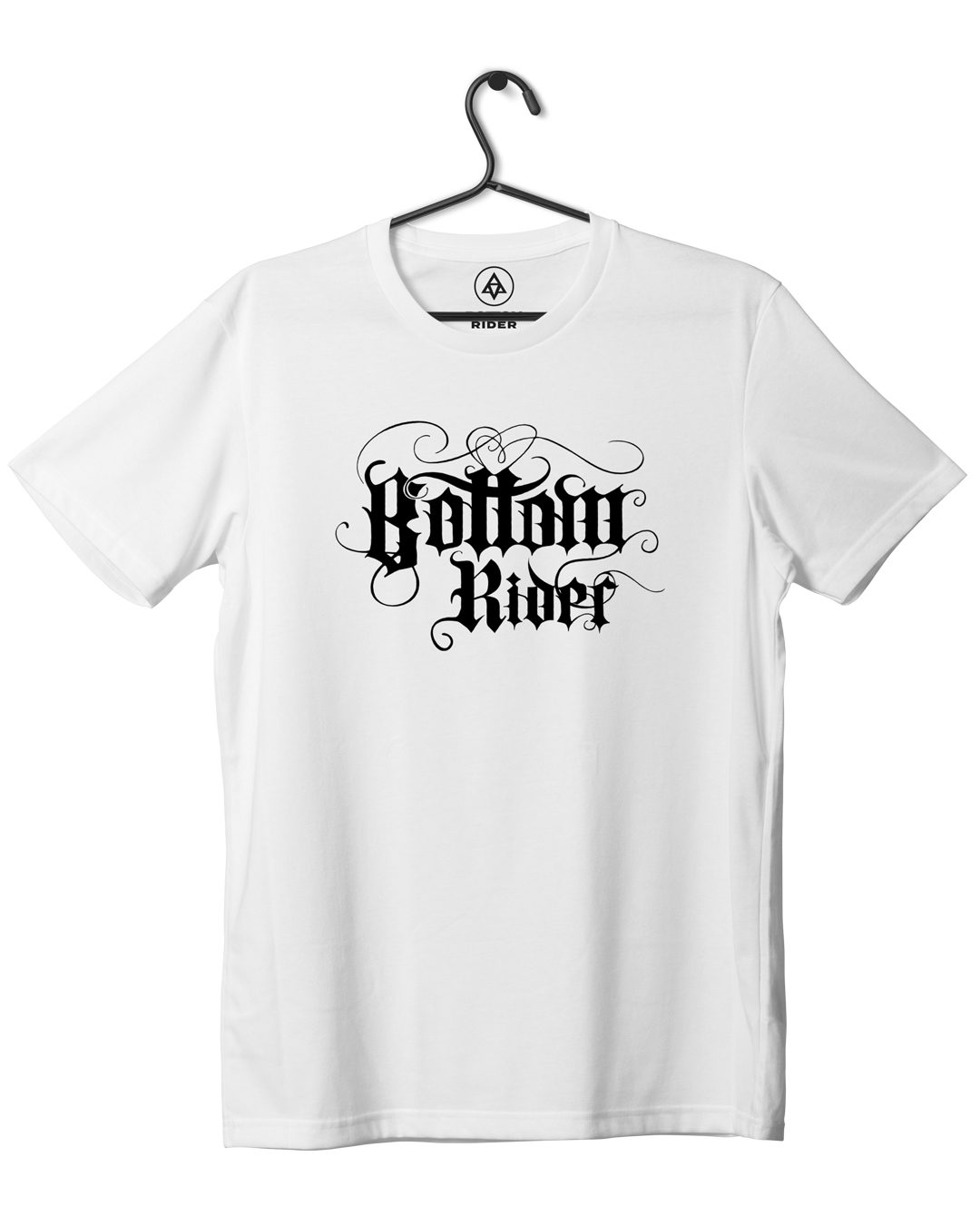 bottom rider inked logo front white print - Bottom Rider Inked Logo Tee
