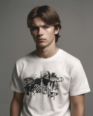 model Black and White Skate T Shirt