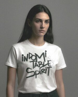 modelo Indomitable Spirit Skate Tee – Bold Typography Meets Raw Street Energy