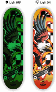 deck n22 glow in the dark on off