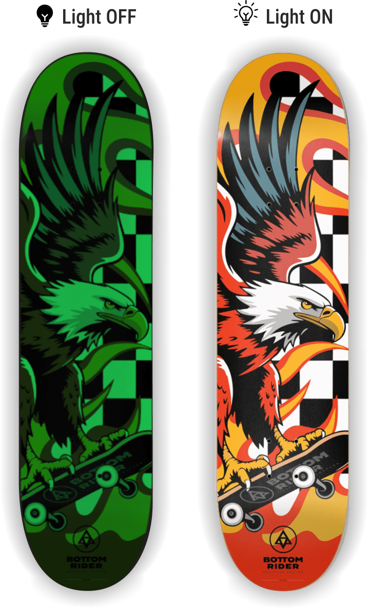 deck n22 glow in the dark on off